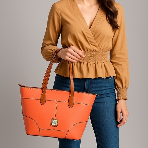 861- DOONEY & BOURKE LEATHER SATCHEL BAG CORAL COLOR NWT - Picture 1 of 11